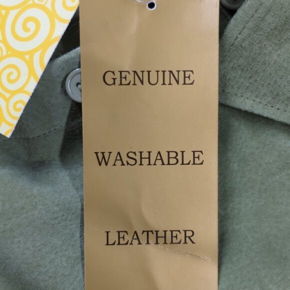 Dialogue Green Washable Leather Shirt Jacket, Women's Small - Picture 10 of 11